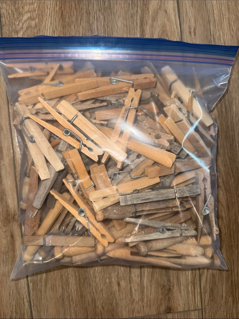 Vintage Bulk Wooden Clothespins - Natural Wood 1 gallon bag - Picture 1 of 2